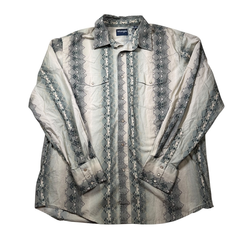 Wrangler Western Men's XL Shirt‎ Large Pearl Snap Cowboy Geometric